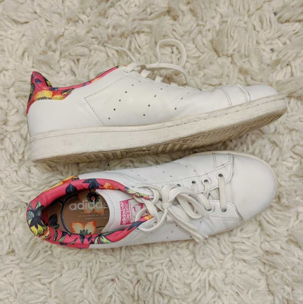 Pink Floral Adidas Stan Smiths